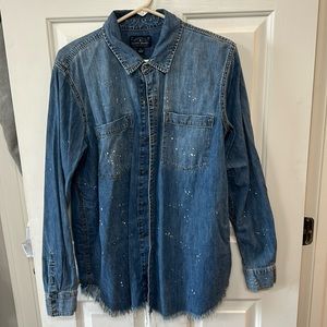 Lucky brand paint splatter denim shirt